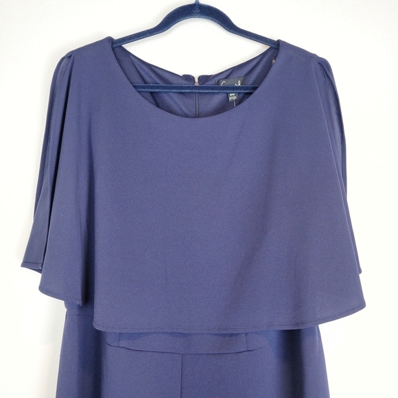 NWT Connected Apparel Women's Plus Capelet Wide Leg Jumpsuit in Navy - Picture 4 of 11